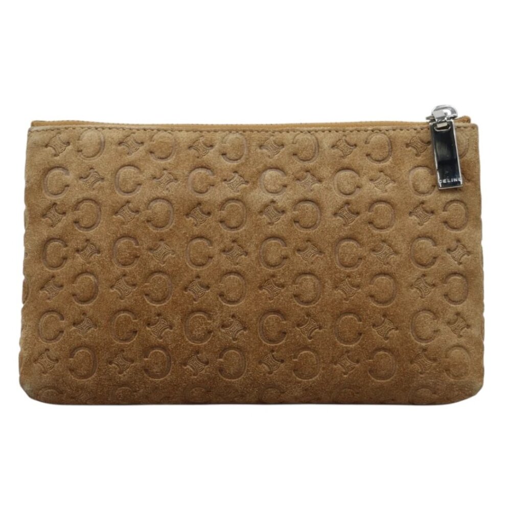 Vintage CELINE Suede Pouch – Camel Color – Rare Find!
